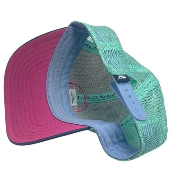 Vineyard Vines Hat Cap Strap Back Sherpa Whale Dot Trucker Pink RARE main image 11